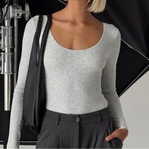 Princess Polly Greener Long Sleeve Bodysuit Grey